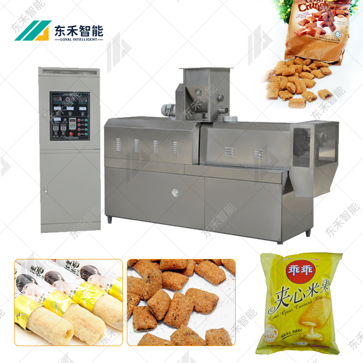 休闲食品挤压生产线 双螺杆休闲膨化食品生产线 膨化夹心米果机器
